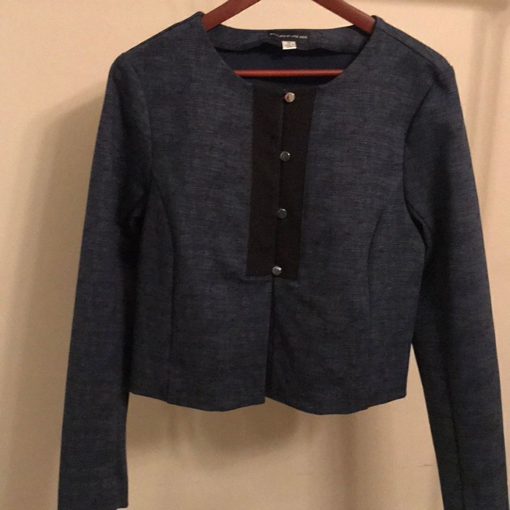 Styled by Joe Zee Blue w Black Trim Jacket - Sz 14